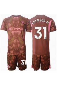 Manchester City Ederson Moraes #31 Keeper Babyklær Hjemme Fotballdrakt til barn 2024-25 Korte ermer (+ Korte bukser)